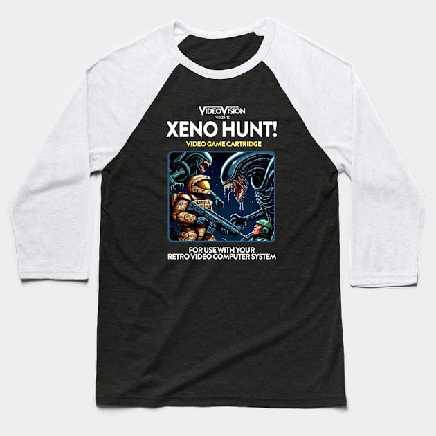 Xeno Hunt 80s Game Baseball T-Shirt by PopCultureShirts